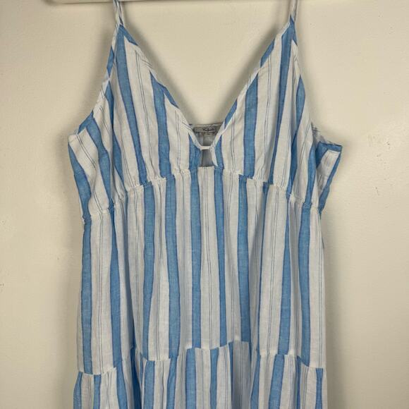 Rails Avril Tiered Midi Dress Gibson Stripe Size XL Blue White Linen Sundress - Picture 8 of 12